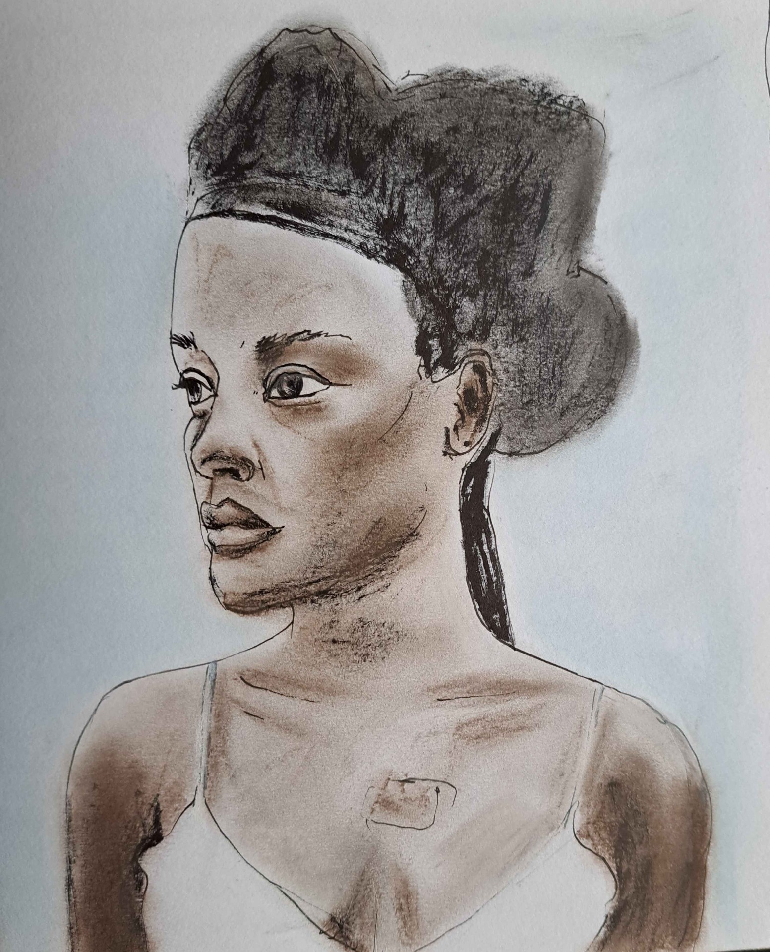 'María', pasteltekening (naar een foto van Arturo Bibang)