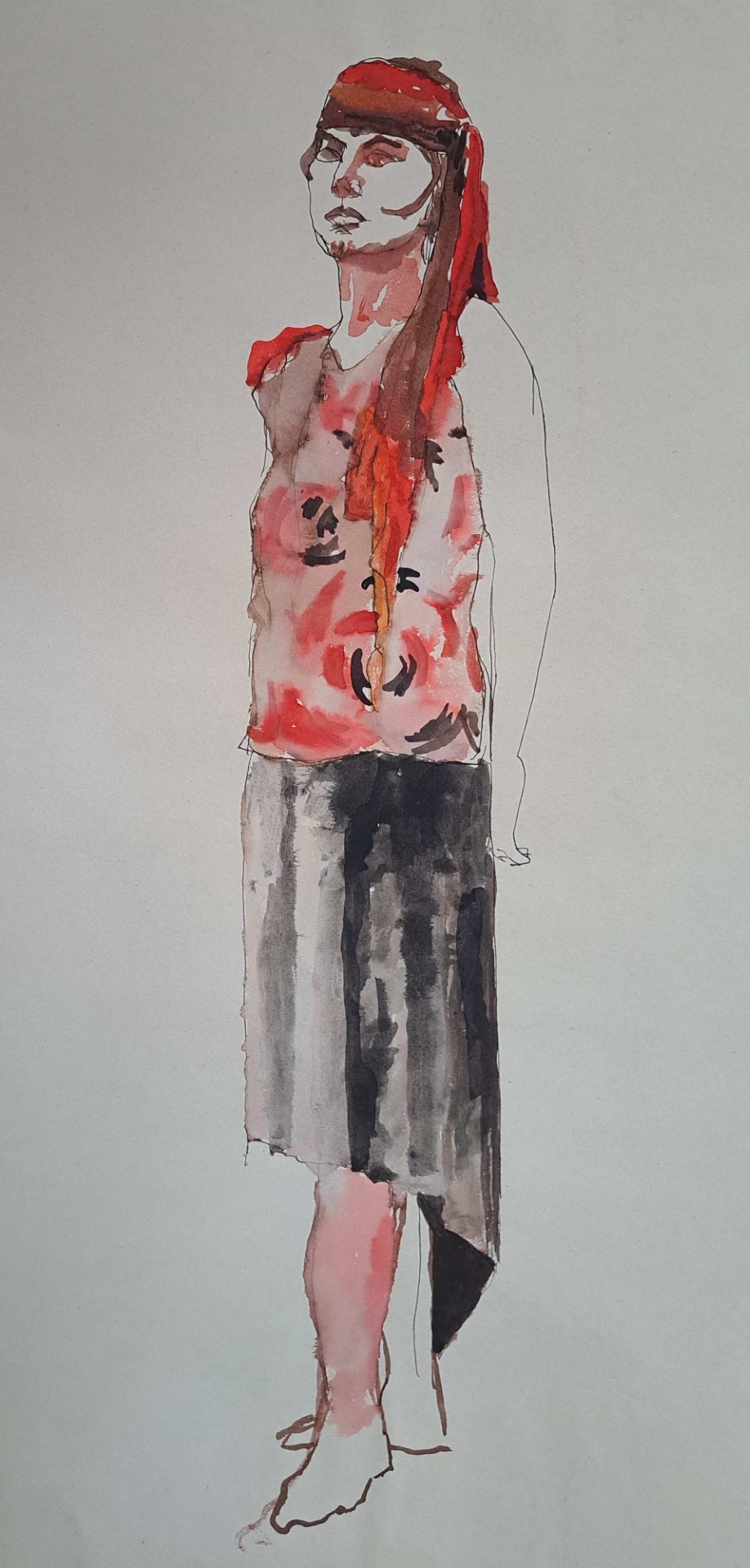 # 'Model staand', pen/ecoline tekening