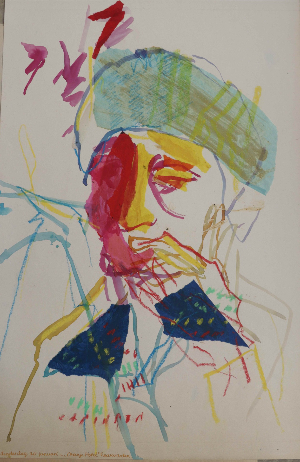 # 'Onder de Luifel 2', pastelkrijt/collage
