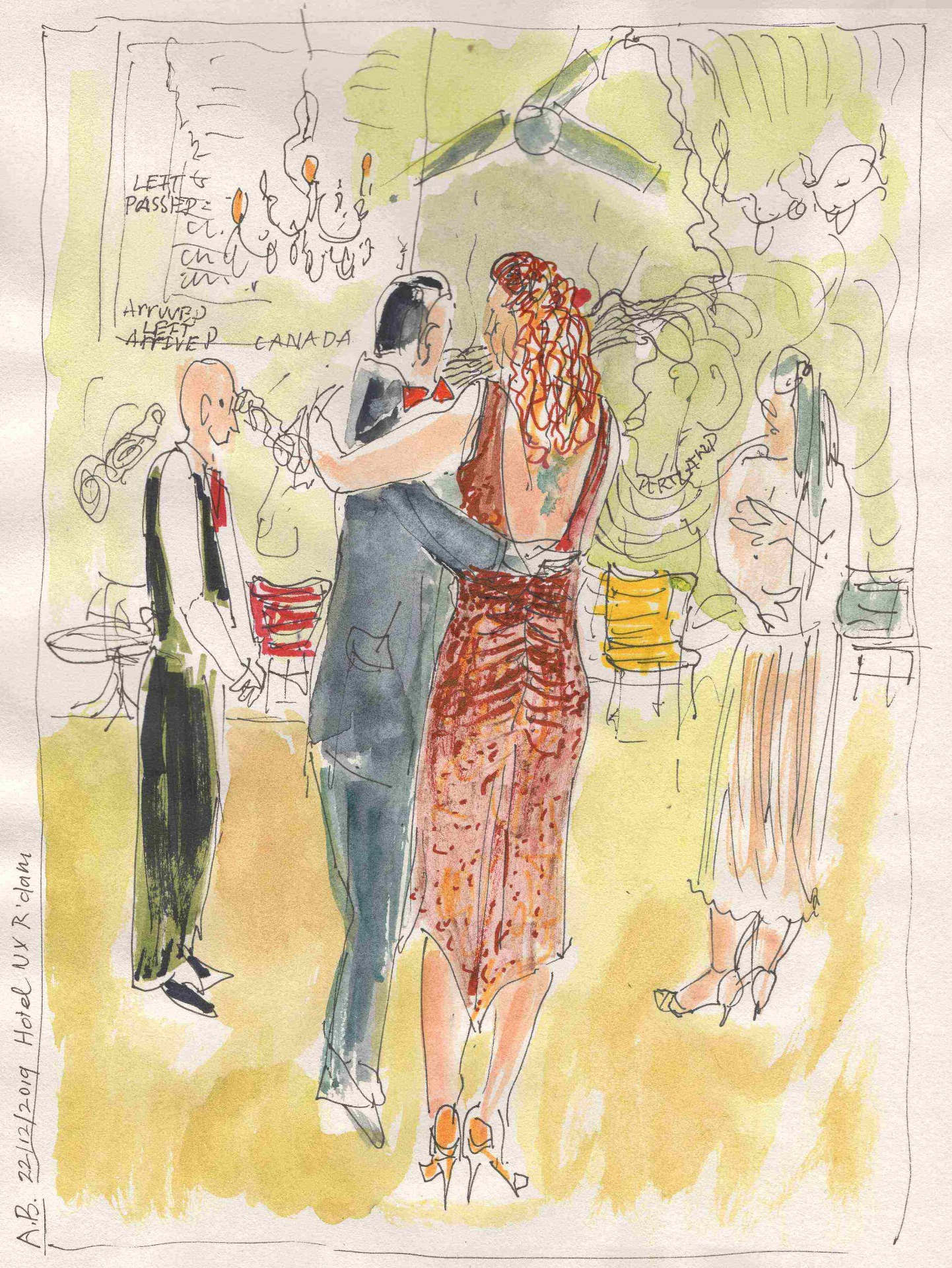 'Hotel New York', gemengde techniek tekening